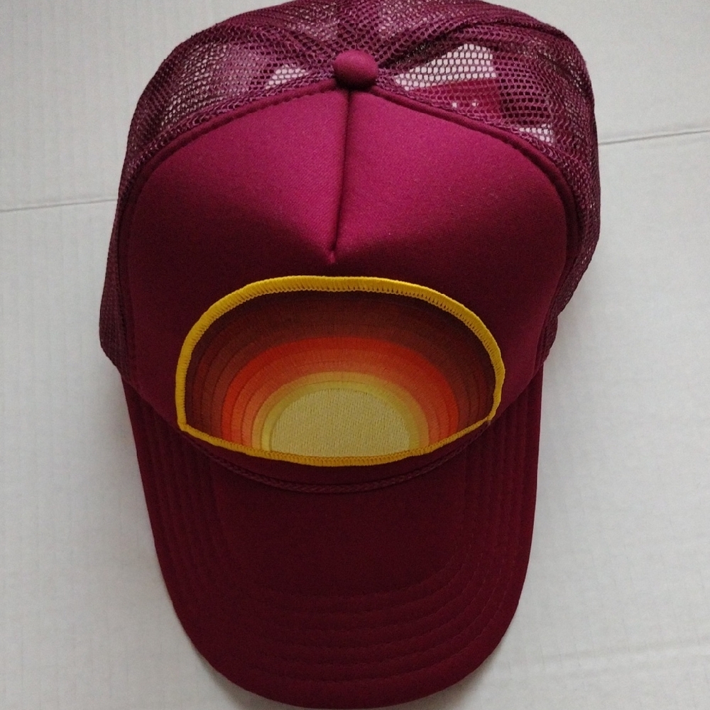 Wayberd Burgundy Trucker Hat with Sunset Patch